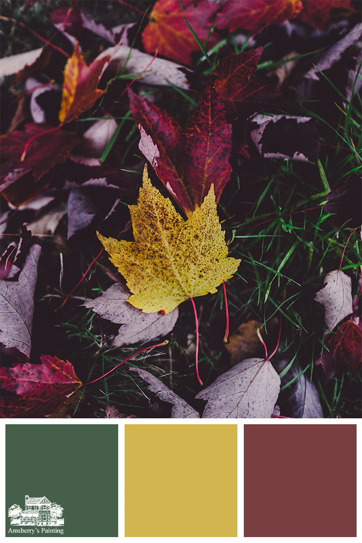 Color Palette // Fallen Tones SW6461 Isle of Pines, SW6697 Nugget, SW7584 Red Theatre 