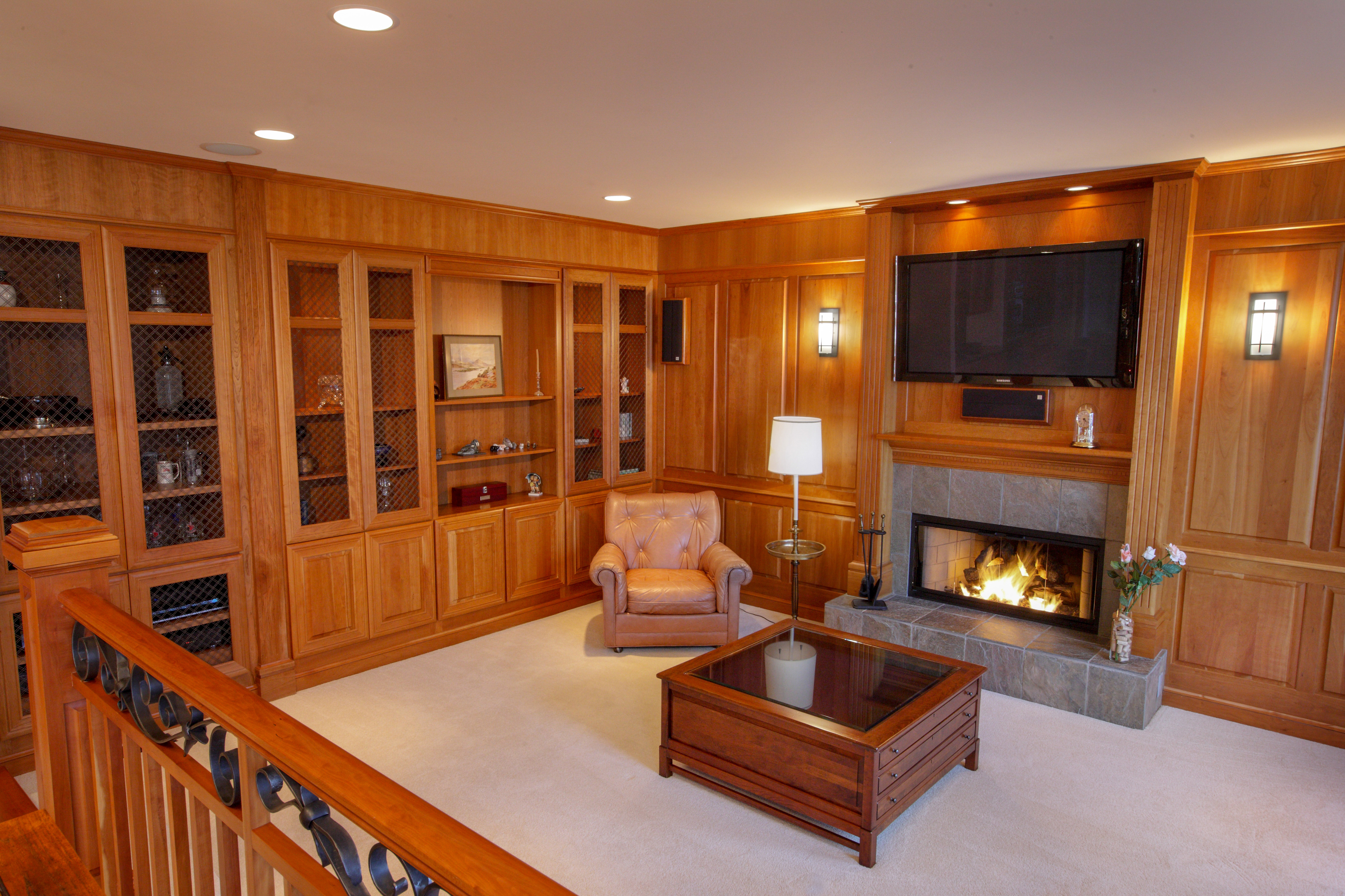 luxury home cabinets and wood shelves stained