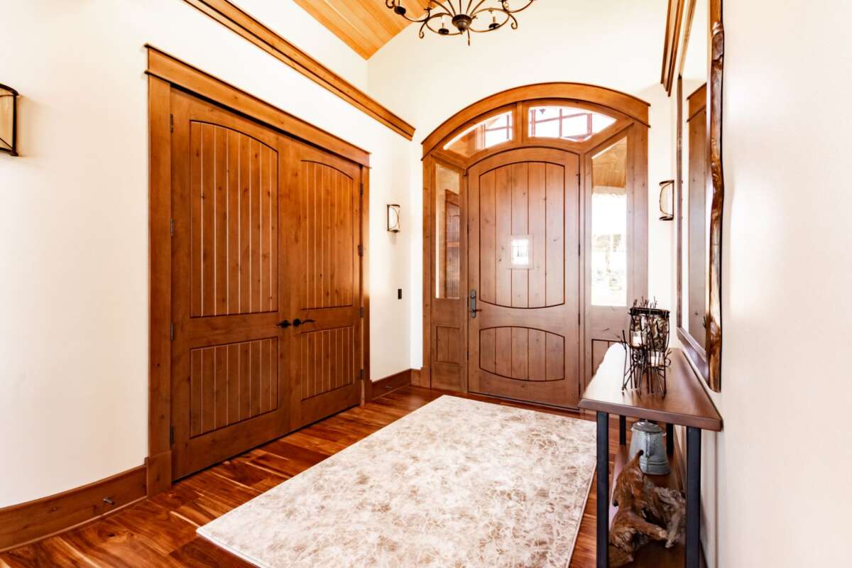 wood stain door and ceiling