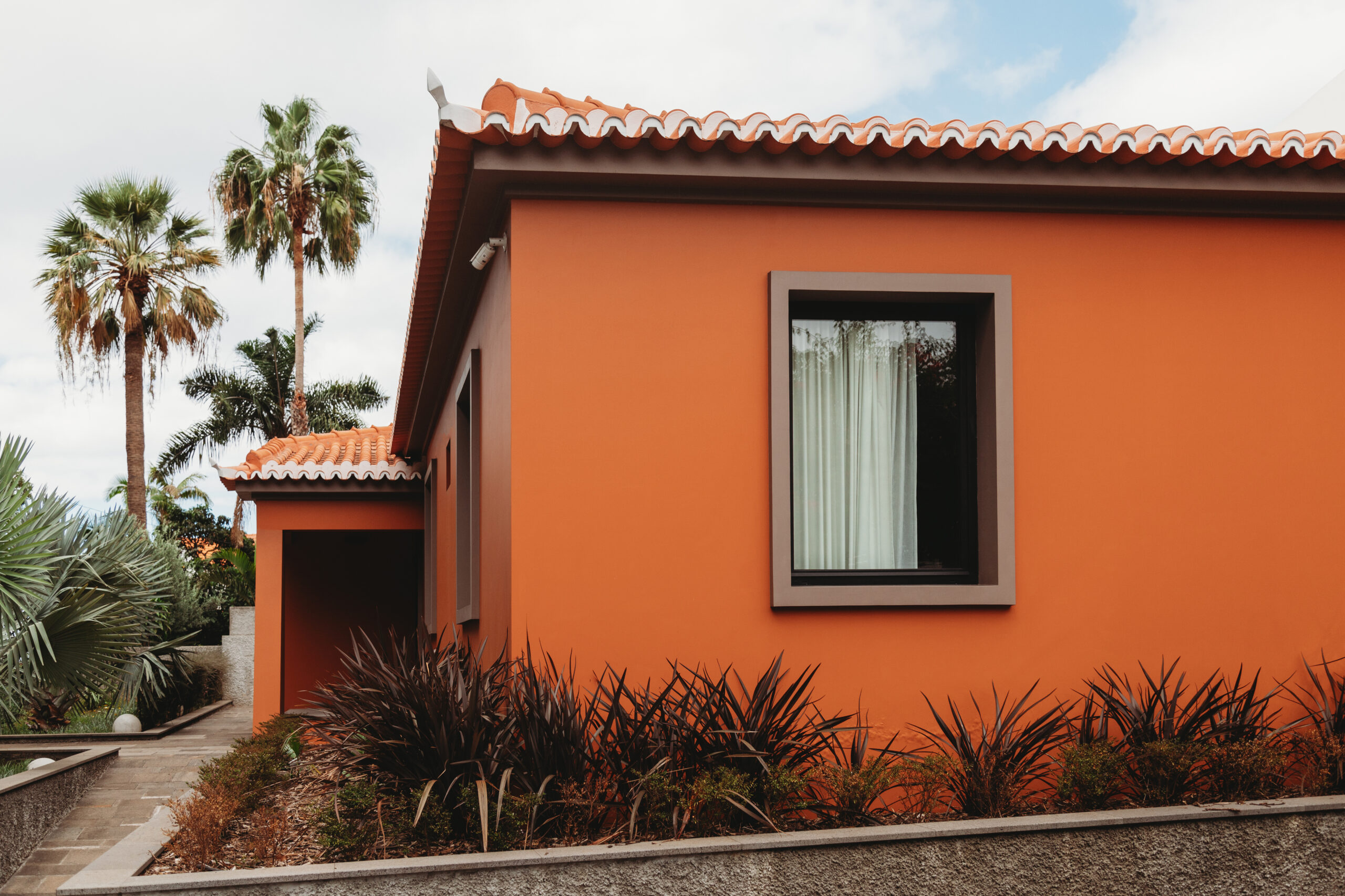 Newly-painted orange house