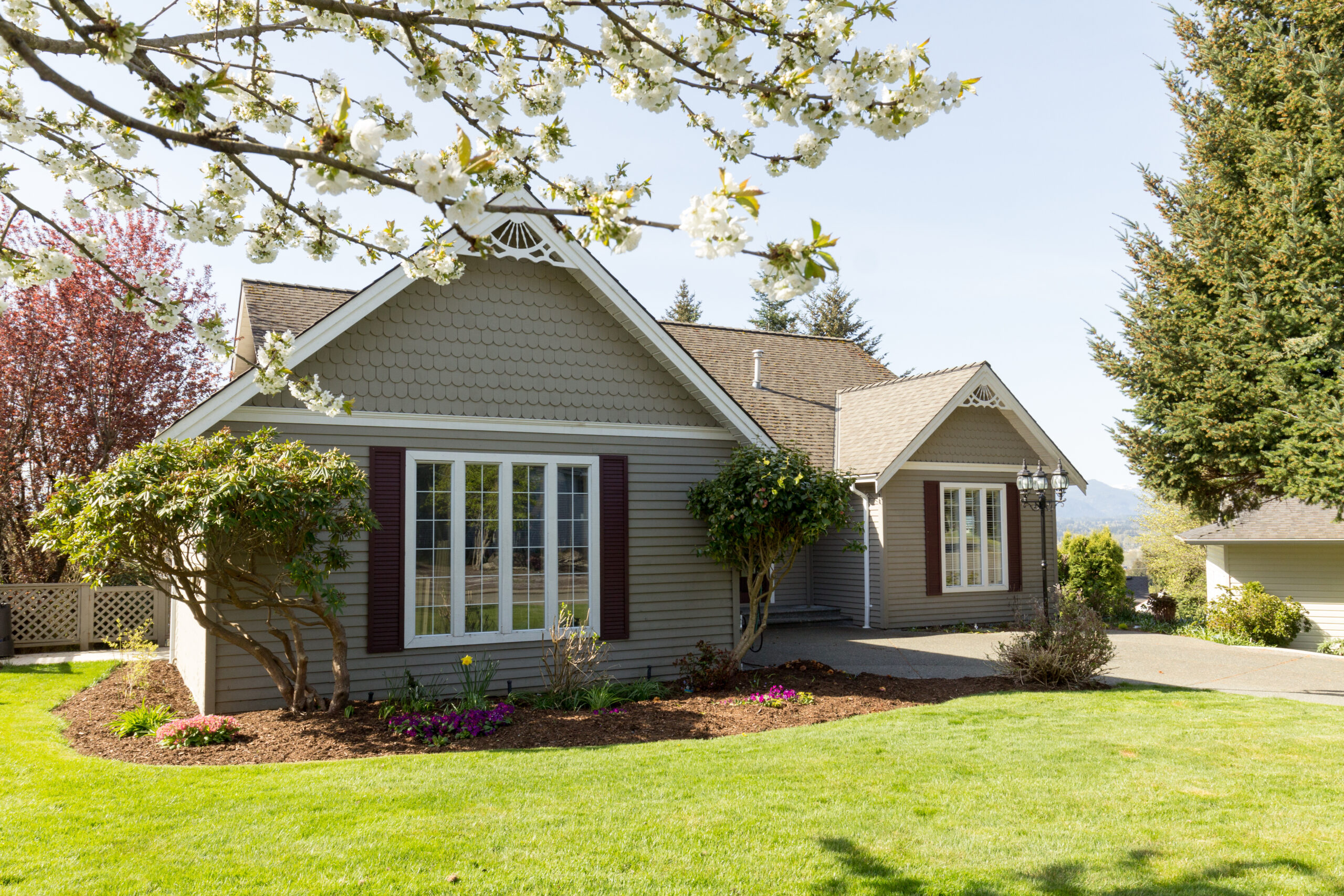 Gray house with big windows