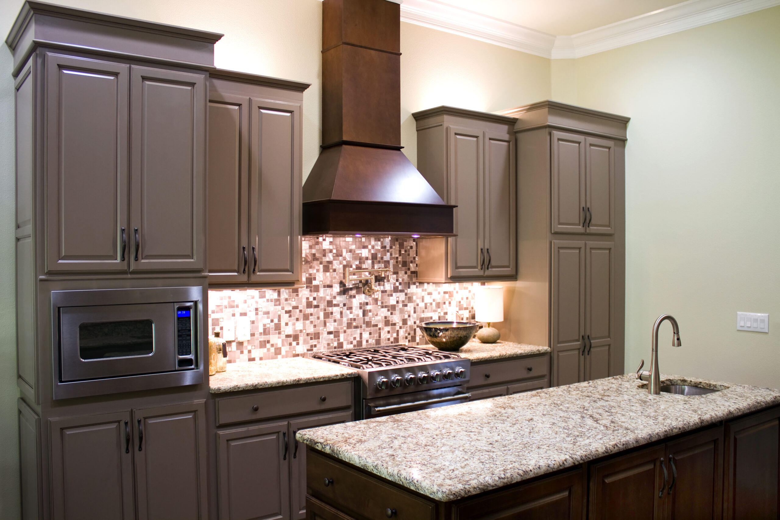 Freshly painted wood kitchen cabinets